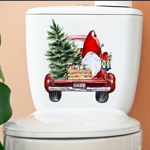 Christmas Gnome Truck Decal, Door Window Fridge Tank Lid, Easy Peel & Stick